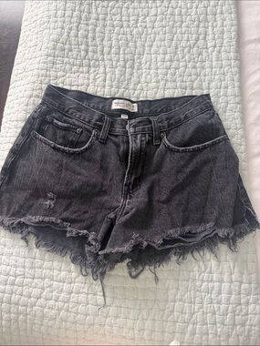 Abercrombie & Fitch Charcoal Black Distressed Denim Shorts
